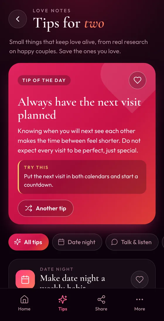 Tips for two screen with a tip of the day